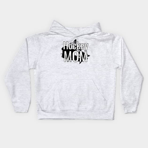 Hockey Mom with a Canada in Black and White Kids Hoodie by M Dee Signs